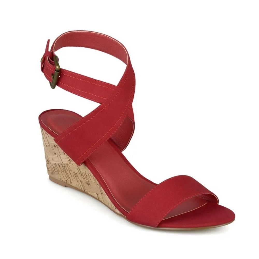 Journee Collection, Journee Kaylee Sandal, Color: Red, Size: 8.5M